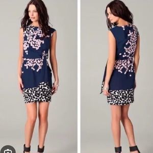 Diane Von Furstenberg Navy and Pink Tamara Midi Dress size 4